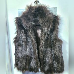 Members Only Faux Fur Vest in Dark Brown